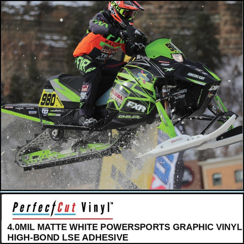 4.0mil Matte White Powersports Graphic Vinyl, High-Bond LSE Adhesive by PerfectCut Vinyl