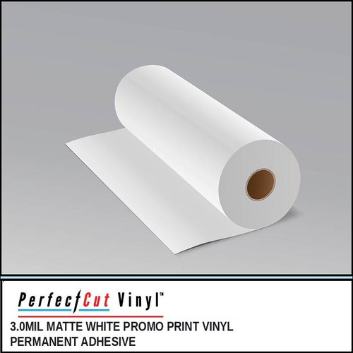 3.0mil Matte White Promo Print Vinyl, Permanent Adhesive
