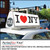 PerfectCut Vinyl 6.0mil translucent matte white backlit display vinyl with removable adhesive, taxi-top rated, shown as a backlit "I [heart] NY" taxi-top sign on a car in a city street.