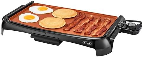 Bella Griddle Ceramic Copper Ti Healthy-Eco Non-Stick Coating Hassle- Clean Up Large Submersible Cooking Surface 10