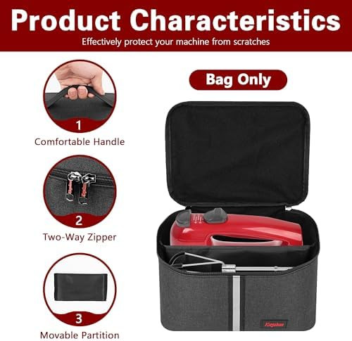 Digital Hand Mixer Carrying Bag For KitchenAid - Portable Storage Case For 5/6/7/9 Speed Mixers