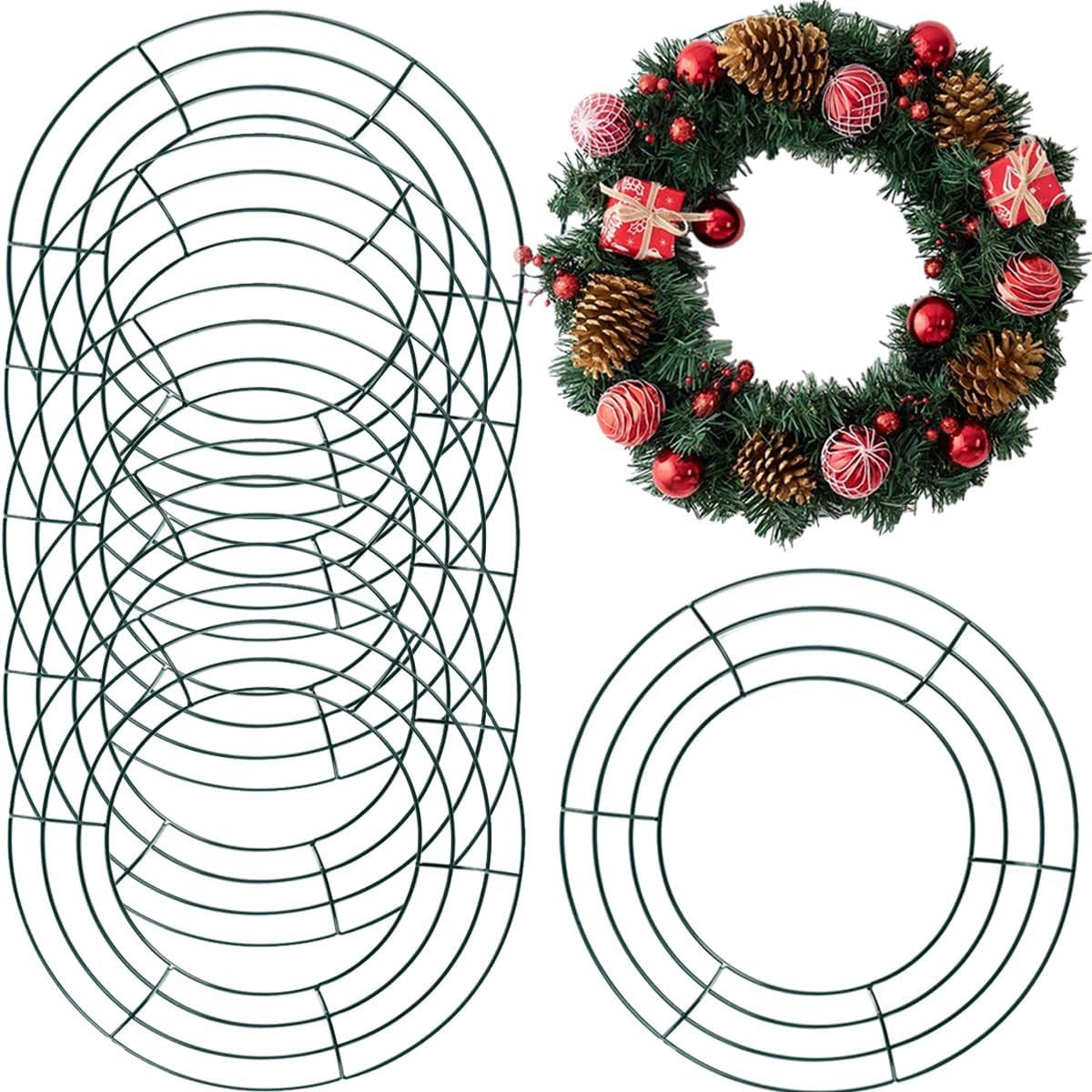 TIHOOD 6PCS 10” Wire Wreath Frame Round Metal Wreath Form for
