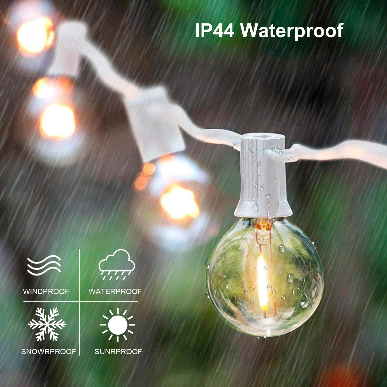 thumbnail image 2 of Connectable Patio Lights 55FT Outdoor String Lights With 27 Shatterproof LED Edison Bulbs - Dimmable Patio Lights With 2 Spares Edison Bulb Lights 2 of 10