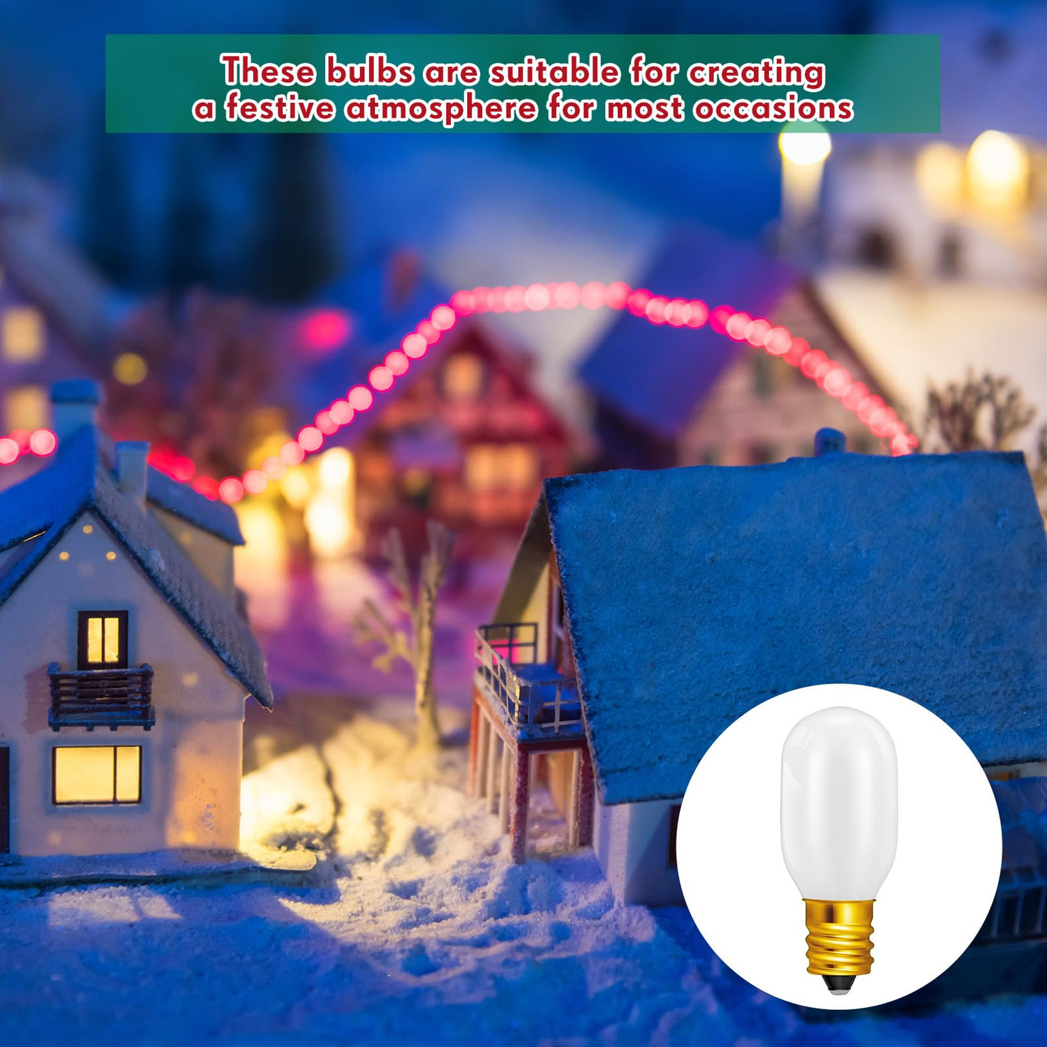thumbnail image 2 of C7 LED Night Light Bulbs - E12 Candelabra Base Christmas Village 2 of 12