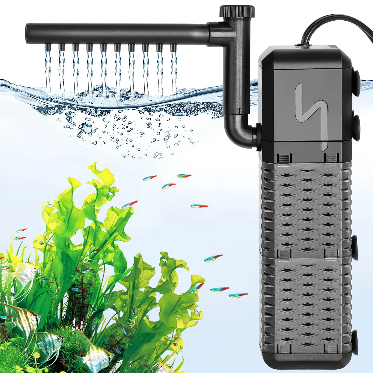 Aqqa Aquarium Filter Submersible Power Fish Tank Filter With Rainwater ...