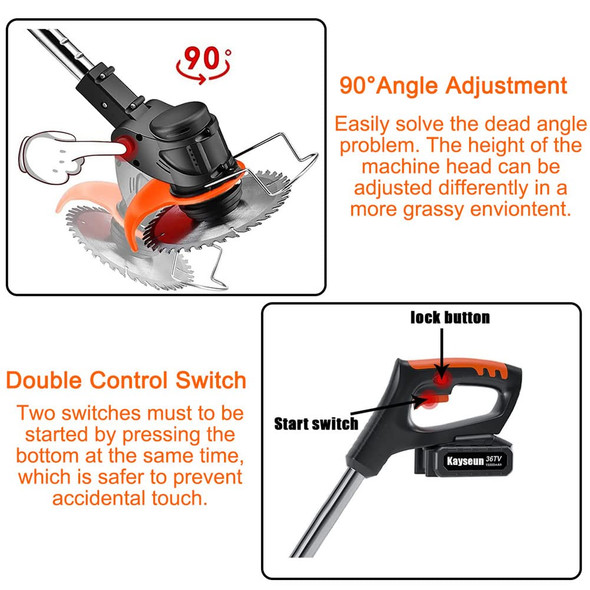 24V Weed Wacker Electric Weed Eater, Cordless String Trimmer with 3 Types Blades, 3-in-1 Lawn Edger & Brush Cutter with 2PCS 2.0Ah Battery for Garden and Yard