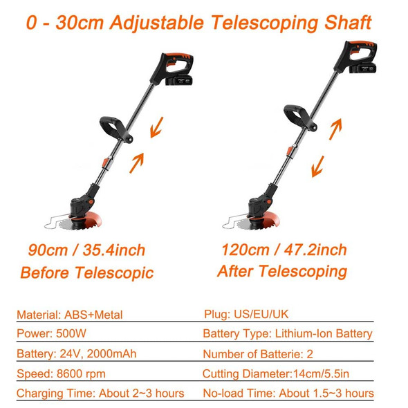 24V Weed Wacker Electric Weed Eater, Cordless String Trimmer with 3 Types Blades, 3-in-1 Lawn Edger & Brush Cutter with 2PCS 2.0Ah Battery for Garden and Yard 24V Weed Wacker Electric Weed Eater, Cordless String Trimmer with 3 Types Blades, 3-in-1 Lawn Edger & Brush Cutter with 2PCS 2.0Ah Battery for Garden and Yard