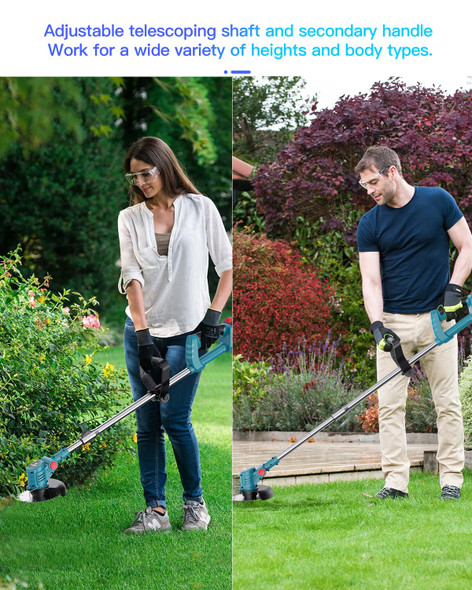 Weed Wacker Cordless 21V, 47" Adjustable String Trimmer with Blade, Brush Cutter Lawn Edger Battery Powered 6000mAh, Lightweight Cordless Weed Eater Grass Trimmer for Lawn Trimming Lawn Care Weed Wacker Cordless 21V, 47" Adjustable String Trimmer with Blade, Brush Cutter Lawn Edger Battery Powered 6000mAh, Lightweight Cordless Weed Eater Grass Trimmer for Lawn Trimming Lawn Care