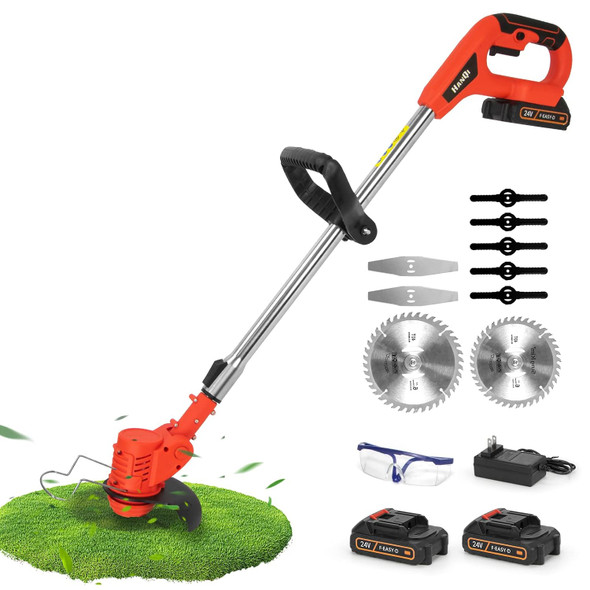 Electric Cordless Weed Wacker,24V 2Ah Battery Powered Weed Eater with 2 Batteries and 3 Types Blades,Lightweight and Powerful String Trimmer for Yard and Garden(Red) Electric Cordless Weed Wacker,24V 2Ah Battery Powered Weed Eater with 2 Batteries and 3 Types Blades,Lightweight and Powerful String Trimmer for Yard and Garden(Red)