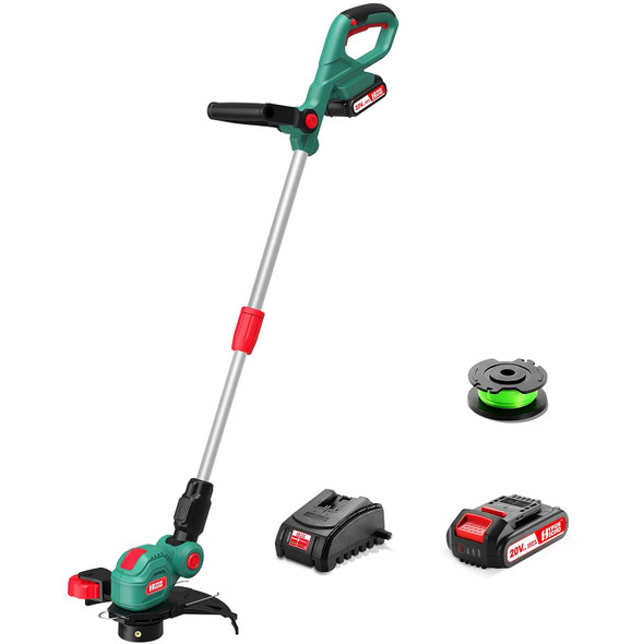 20V Grass Trimmer / Battery Weed Eater, HYPERECHO Auto-Feed Lines Cordless Grass Trimmer with 10 inch Cutting Diameter, Handle and Height Adjustable Weed Eater, 2.0Ah Battery and Fast Charger 20V Grass Trimmer / Battery Weed Eater, HYPERECHO Auto-Feed Lines Cordless Grass Trimmer with 10 inch Cutting Diameter, Handle and Height Adjustable Weed Eater, 2.0Ah Battery and Fast Charger