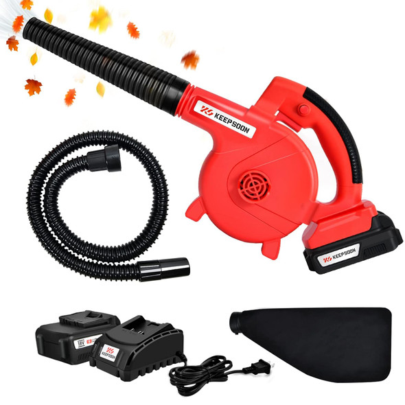 KEEPSOON Leaf Blower, Electric Leaf Blower Cordless with Powered Motor, 18V 2.0Ah Battery & Fast Charger, High/Low-Speed Handheld Battery Powered Blowers for Lawn Care Yard Work Around The House KEEPSOON Leaf Blower, Electric Leaf Blower Cordless with Powered Motor, 18V 2.0Ah Battery & Fast Charger, High/Low-Speed Handheld Battery Powered Blowers for Lawn Care Yard Work Around The House