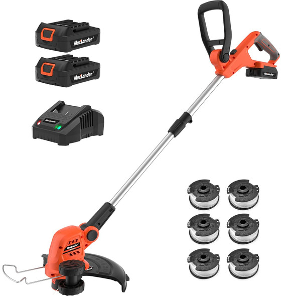 MAXLANDER 12 Inch 20V Cordless String Trimmer, 2 PCS 2.0Ah Battery Weed Wacker/Edger, 1 Quick Charger,6 PCS Replacement Spool Trimmer Lines, Length Adjustable, Powerful Lightweight Grass Trimmer MAXLANDER 12 Inch 20V Cordless String Trimmer, 2 PCS 2.0Ah Battery Weed Wacker/Edger, 1 Quick Charger,6 PCS Replacement Spool Trimmer Lines, Length Adjustable, Powerful Lightweight Grass Trimmer