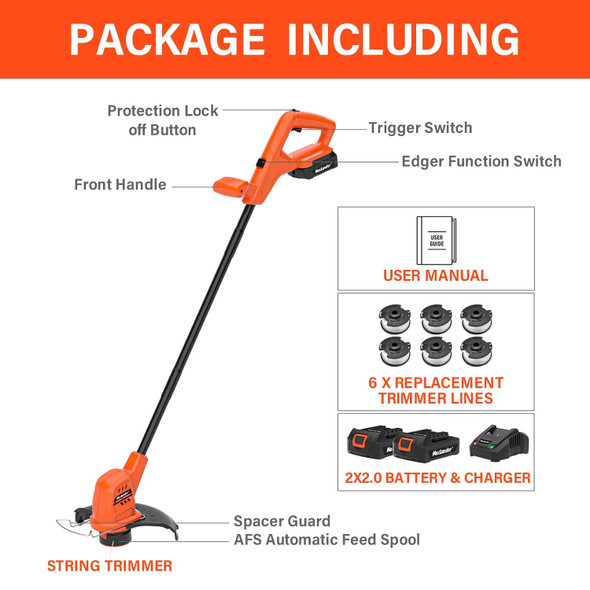 MAXLANDER Cordless Weed Wacker 10 inch with 2 PCS 20V 2.0Ah Batteries, Weed Wacker with 1 PCS Quick Charger & 6 PCS Replacement Spool Trimmer Lines, Lightweight Weed Edger (10-INCH String Trimmer) MAXLANDER Cordless Weed Wacker 10 inch with 2 PCS 20V 2.0Ah Batteries, Weed Wacker with 1 PCS Quick Charger & 6 PCS Replacement Spool Trimmer Lines, Lightweight Weed Edger (10-INCH String Trimmer)