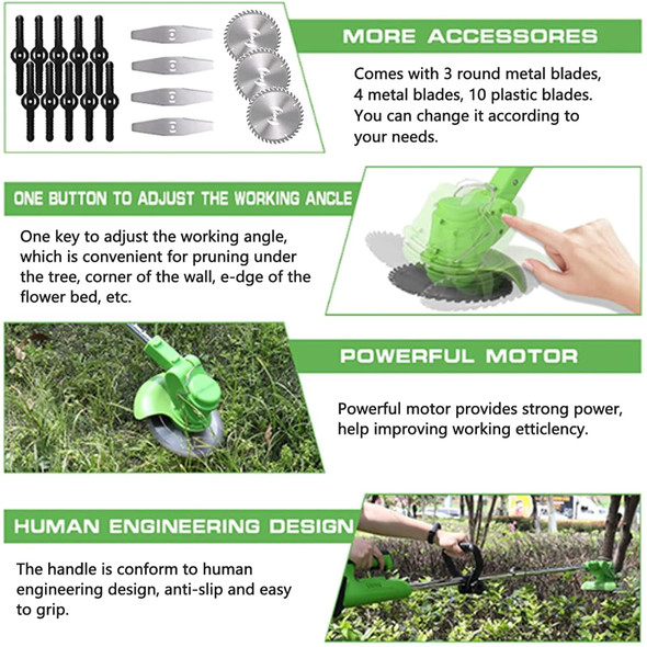 Weed Wacker Cordless Grass Trimmer Weed Eater Electric Brush Cutter Quick Charger Cordless Lightweight Electric Edger Lawn Tool for Lawn Garden Pruning and Trimming