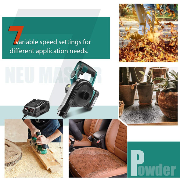 Cordless Leaf Blower, NEU MASTER 2-in-1 Portable leaf Blower & Vacuum with 20V 2.0Ah Lithium Battery & Charger, Electric Leaf Sweeper with 7 Variable Speeds for Blowing Leaf/Clearing Dust & Light Snow