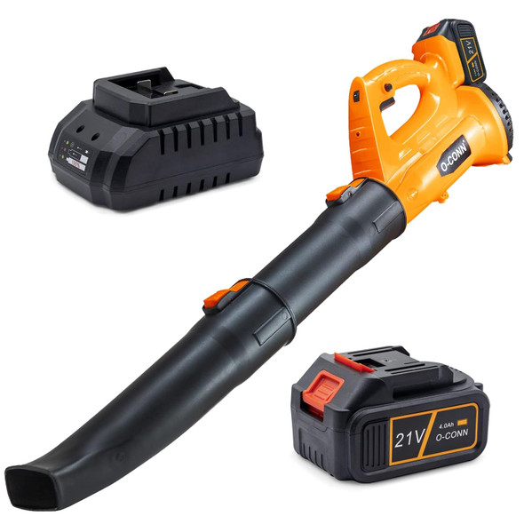 Leaf Blower, 21V Leaf Blower Cordless with 4.0Ah Battery and Charger, 320 CFM 150 MPH 6-Speed 2 Tubes Electric Leaf Blower for Leaves, Snow Debris and Dust Blowing Leaf Blower, 21V Leaf Blower Cordless with 4.0Ah Battery and Charger, 320 CFM 150 MPH 6-Speed 2 Tubes Electric Leaf Blower for Leaves, Snow Debris and Dust Blowing
