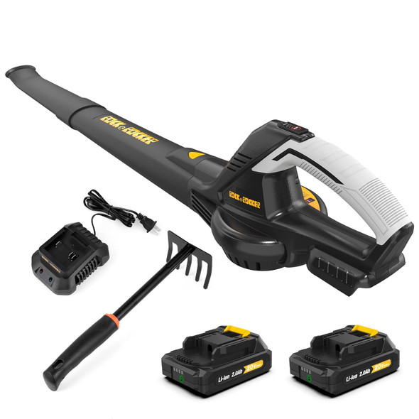 Cordless Leaf Blower with 2 X 20V Battery and Charger, Rock&Rocker Electric Leaf Blower 120MPH/170CFM 6 Adjustable Speeds and 2 Adjustable Tubes for Lawn Care/Yard/Jobsite/Patio Cordless Leaf Blower with 2 X 20V Battery and Charger, Rock&Rocker Electric Leaf Blower 120MPH/170CFM 6 Adjustable Speeds and 2 Adjustable Tubes for Lawn Care/Yard/Jobsite/Patio