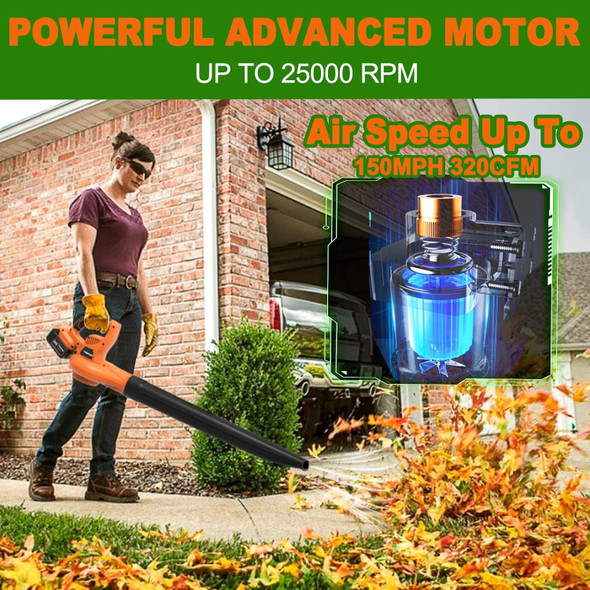 Cordless Leaf Blower with 2 Batteries & Charger 320CFM,24V Powerful Blower Battery Operated for Lawn Care,Lightweight Electric Leaf Blower for Cleaning Yard,Garage, Patio & Sidewalk Cordless Leaf Blower with 2 Batteries & Charger 320CFM,24V Powerful Blower Battery Operated for Lawn Care,Lightweight Electric Leaf Blower for Cleaning Yard,Garage, Patio & Sidewalk