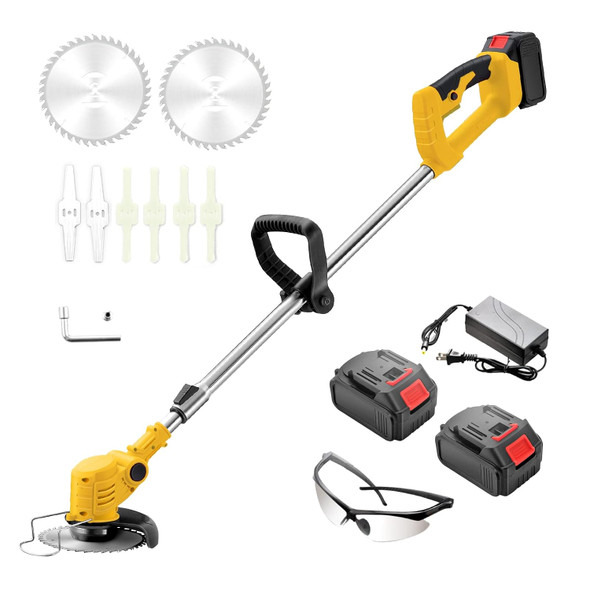 Electric Weed Wacker String Trimmer, 3 in 1 Cordless Weed Eater Lawn Grass Edger with 2 Batteries & 1 Quick Charger for Garden and Yard (Yellow) Electric Weed Wacker String Trimmer, 3 in 1 Cordless Weed Eater Lawn Grass Edger with 2 Batteries & 1 Quick Charger for Garden and Yard (Yellow)