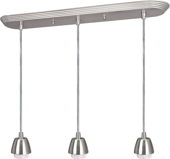 Aspen Creative 21038-11, Three-Light Satin Nickel And 4 Feet Of Svt Cord Hanging Socket Mini Pendant Kit, 3