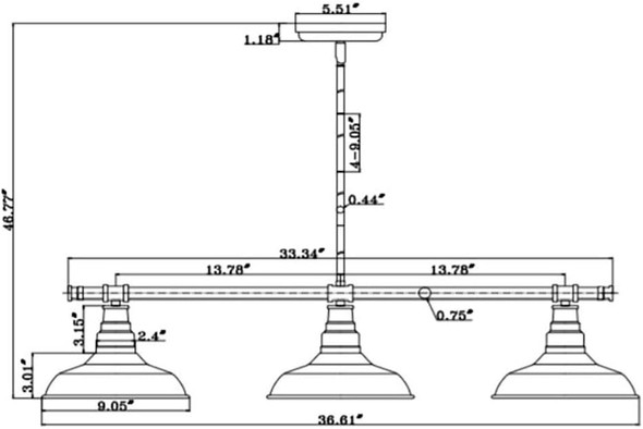 Design House 520379 Kimball Industrial Farmhouse 3-Light Indoor Pendant With Metal Shades For Kitchen Dining Room Bar Island, Galvanized Paint