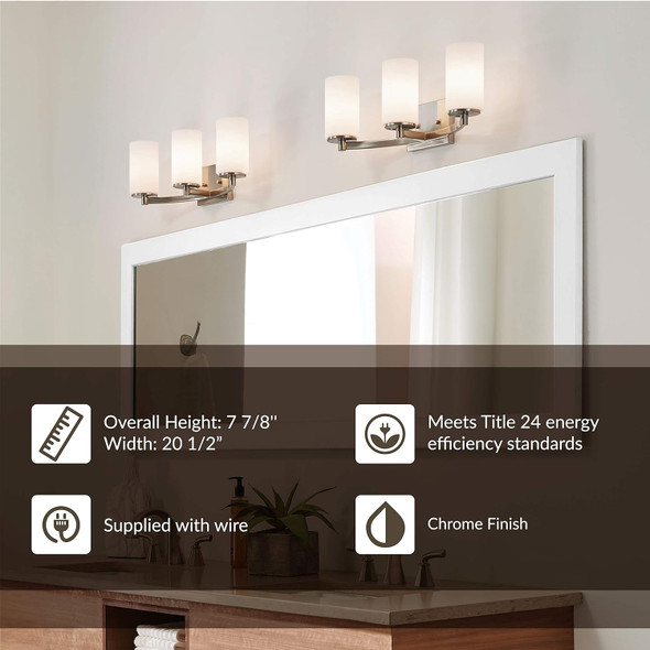 Sea Gull Lighting-Hettinger-100W Three Light Bath Vanity-Chrome Finish-Incandescent Lamping Type Sea Gull Lighting-Hettinger-100W Three Light Bath Vanity-Chrome Finish-Incandescent Lamping Type