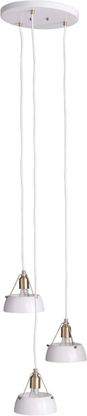 Sei Furniture Renmarco Contemporary 3-Light Cluster Pendant, White/Antique Brass