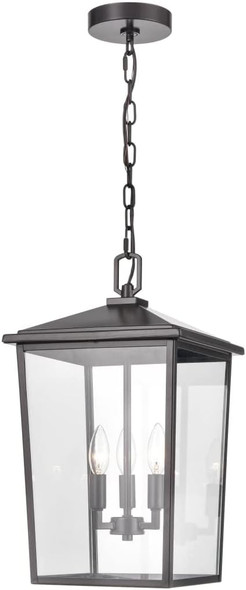 Millennium 2973-Pbk Three Light Outdoor Steel Pendant Lantern, Anti-Rust Powder Coat Black, Wet Rated, Clear Glass Shade, Perfect For Corridors, Gardens, Courtyards, Doorways, Back Yards, Patios