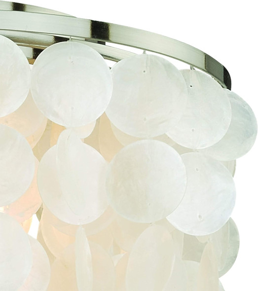 Vaxcel Elsa 16-In W Satin Nickel Capiz Shell Coastal Flush Mount Ceiling Light Fixture