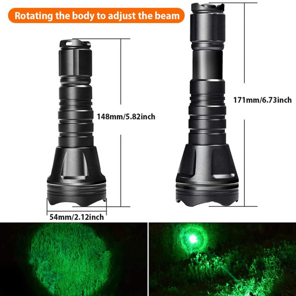 Kl52Plus Zoomable Hunting Light With Red Green White Ir850 Interchangeable Modules, Predator Flashlight With Pressure Switch, For Hog Coyote And Varmint Hunting