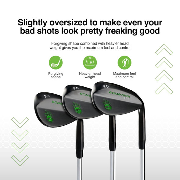 BombTech - Premium Golf Wedge Set - 52, 56, 60 Degrees Golf Wedges - Max Groove for Increased Spin - Black Wedges… BombTech - Premium Golf Wedge Set - 52, 56, 60 Degrees Golf Wedges - Max Groove for Increased Spin - Black Wedges…