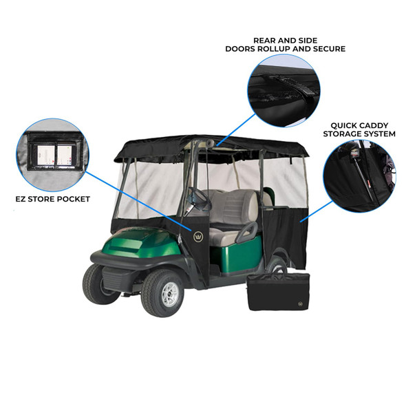 Greenline 4 Passenger Golf Cart Enclosure by Eevelle - Fits Roof Size Up to (80" L x 44" W) Greenline 4 Passenger Golf Cart Enclosure by Eevelle - Fits Roof Size Up to (80" L x 44" W)