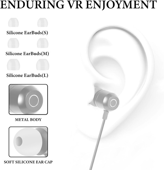 VR Gaming Earphones for Meta Quest 2 Headset and Playstation VR2, 3D 360° Surround inEar Headphones, Low Latency, Custom Length VR Gaming Earphones for Meta Quest 2 Headset and Playstation VR2, 3D 360° Surround inEar Headphones, Low Latency, Custom Length