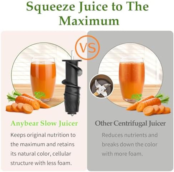 Masticating Juicer Machines 3.5" Large Feed Chute Cold Press Juicer Fit Whole Fruits Vegetables With Quiet Motor 5 Speed Modes Easy To Clean With Brush (Space Gray)