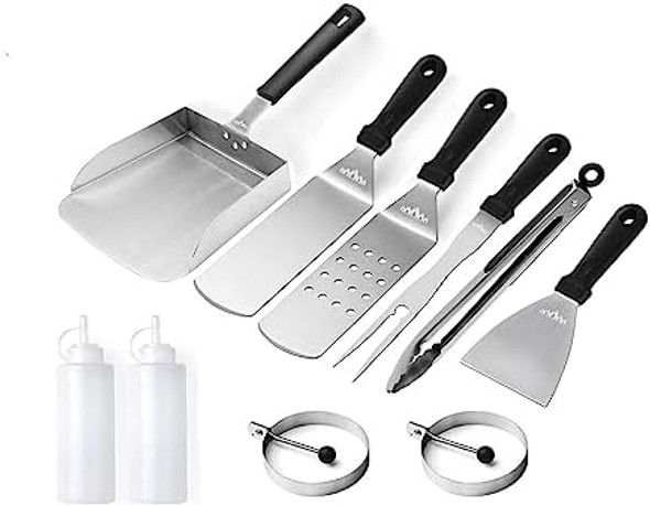 Griddle Accessories Kit For Camp Chef Blackstone Flat Top Grill & Weber Griddle Insert Spatula Scraper Shovel And Wide Scoop Food Mover Essential Bbq Tool Set For Hibachi & Teppanyaki