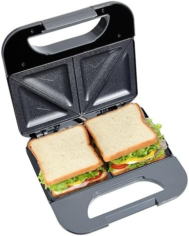 Cook With Color Sandwich Maker - 750-Watt Non-Stick Plates Easy-To-Clean Cool Touch Housing And Skid Resistant Feet Grey