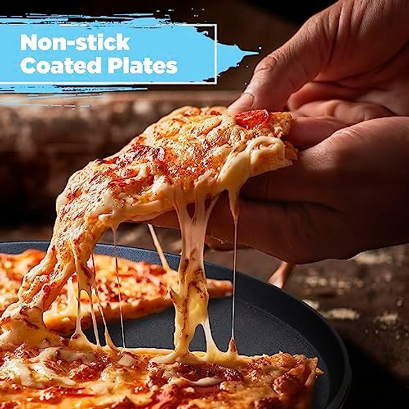 Courant Pizza Maker 12 Inch Pizzas Machine ly Improved Cool-Touch Handle Non-Stick Plates Pizza Oven & Calzonemaker Electric Countertop Oven For Home Or School 12” Indoor Grill/Griddle Red