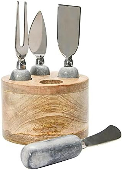 Creative Co-Op Stainless Steel Charcuterie Knives With Rattan Wrapped Handles Set Of 3 Styles