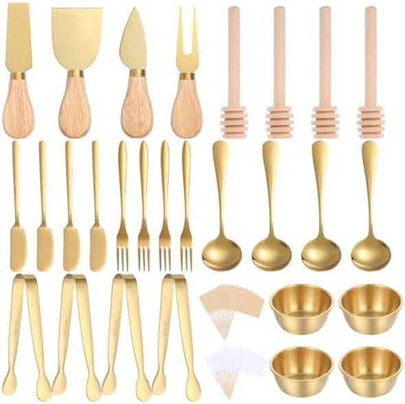 48 Pcs Charcuterie Boards Accessories Gold Cheese Butter Spreader Knives Set Chauratri Board Accessories Stainless Steel Mini Serving Tongs Spoons Forks Dipping Bowls Toothpick Flags For Pastry Making 48 Pcs Charcuterie Boards Accessories Gold Cheese Butter Spreader Knives Set Chauratri Board Accessories Stainless Steel Mini Serving Tongs Spoons Forks Dipping Bowls Toothpick Flags For Pastry Making