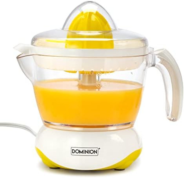 Dominion Bpa- Electric Citrus Juicer Extractor Compact Volume Pulp Control Oranges Lemons Limes Grapefruits With Easy Pour Spout 24Oz White