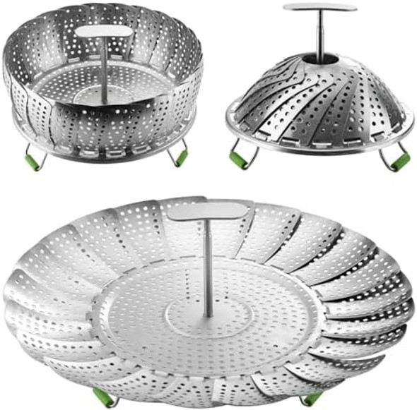 Flexzion Vegetable Steamer Basket For Pot - Stainless Steel Steaming Basket For Veggie Fish Meats Eggs - Extendable Expandable Foldable Steam Basket W/Handle For Various Pot Size 7 To 11 Inch Flexzion Vegetable Steamer Basket For Pot - Stainless Steel Steaming Basket For Veggie Fish Meats Eggs - Extendable Expandable Foldable Steam Basket W/Handle For Various Pot Size 7 To 11 Inch