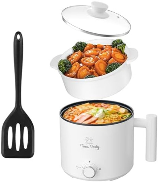 Food Party Hot Pot Electric Pot For Cooking Ramen Cooker 1.8L College Dorm Room Essentials Mini Hotpot Shabu Shabu Pot 110V Noodle Cooker Non Stick