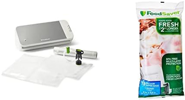 Foodsaver Vacuum Sealer Machine Bundle With Sealer Bags Roll Bag Storage Cutter Bar Handheld Vacuum Sealer And 1-Quart Bpa- Multilayer Construction Vacuum Zipper Bags Foodsaver Vacuum Sealer Machine Bundle With Sealer Bags Roll Bag Storage Cutter Bar Handheld Vacuum Sealer And 1-Quart Bpa- Multilayer Construction Vacuum Zipper Bags