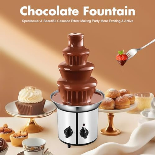 4 Tier Chocolate Fountain Party Fountain Stainless Steel Electric Chocolate Fondue Fountain Machine For Birthday Party Wedding 4 Tier Chocolate Fountain Party Fountain Stainless Steel Electric Chocolate Fondue Fountain Machine For Birthday Party Wedding