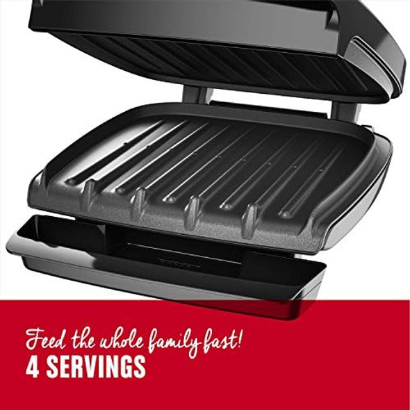 George Foreman Gr340Fb 4-Serving Classic Plate Electric Indoor Grill And Panini Press Black