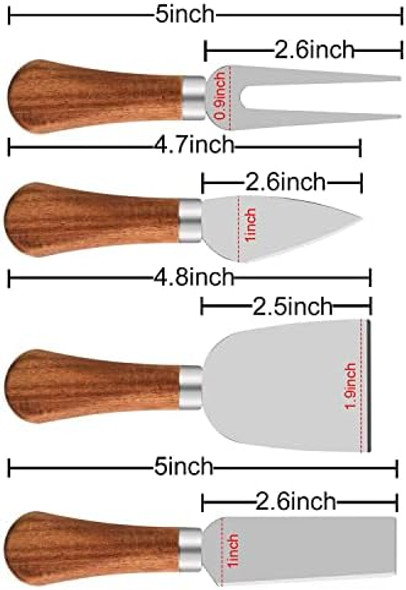Cheese Knives Set with Wooden Handle Mini Steel Stainless Cheese knife set for Cheese Boards Charcuterie Boards for party Wedding Christmas