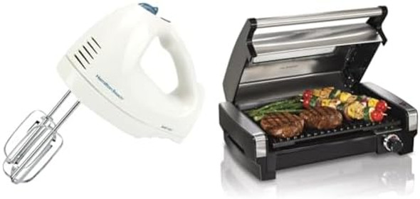 Hamilton Beach 6-Speed Electric Hand Mixer With Whisk Traditional Beaters & Electric Indoor Searing Grill Hamilton Beach 6-Speed Electric Hand Mixer With Whisk Traditional Beaters & Electric Indoor Searing Grill