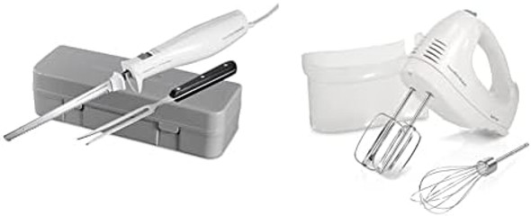 Hamilton Beach Electric Knife White & 6-Speed Electric Hand Mixer With Whisk Traditional Beaters Snap-On Storage Case White Hamilton Beach Electric Knife White & 6-Speed Electric Hand Mixer With Whisk Traditional Beaters Snap-On Storage Case White