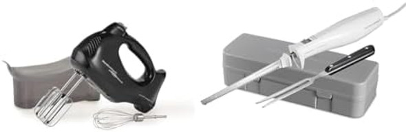 Hamilton Beach 6-Speed Electric Hand Mixer With Snap-On Case Beaters Whisk Black (62692) & Electric Knife Set With Reciprocating Serrated Blades Storage Case Fork Hamilton Beach 6-Speed Electric Hand Mixer With Snap-On Case Beaters Whisk Black (62692) & Electric Knife Set With Reciprocating Serrated Blades Storage Case Fork