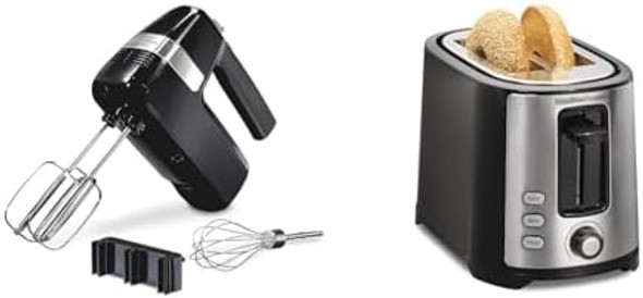 Hamilton Beach Electric Hand Mixer 6 Speeds + Stir Button 300 Watts Of Peak Power For Powerful & 2 Slice Extra Wide Slot Toaster With Bagel & Defrost Settings Shade Selector Toast Hamilton Beach Electric Hand Mixer 6 Speeds + Stir Button 300 Watts Of Peak Power For Powerful & 2 Slice Extra Wide Slot Toaster With Bagel & Defrost Settings Shade Selector Toast